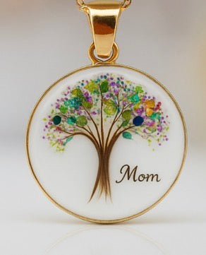 Custom Memorial Pendant – Tree of Life with Footprints | Loved One Tribute