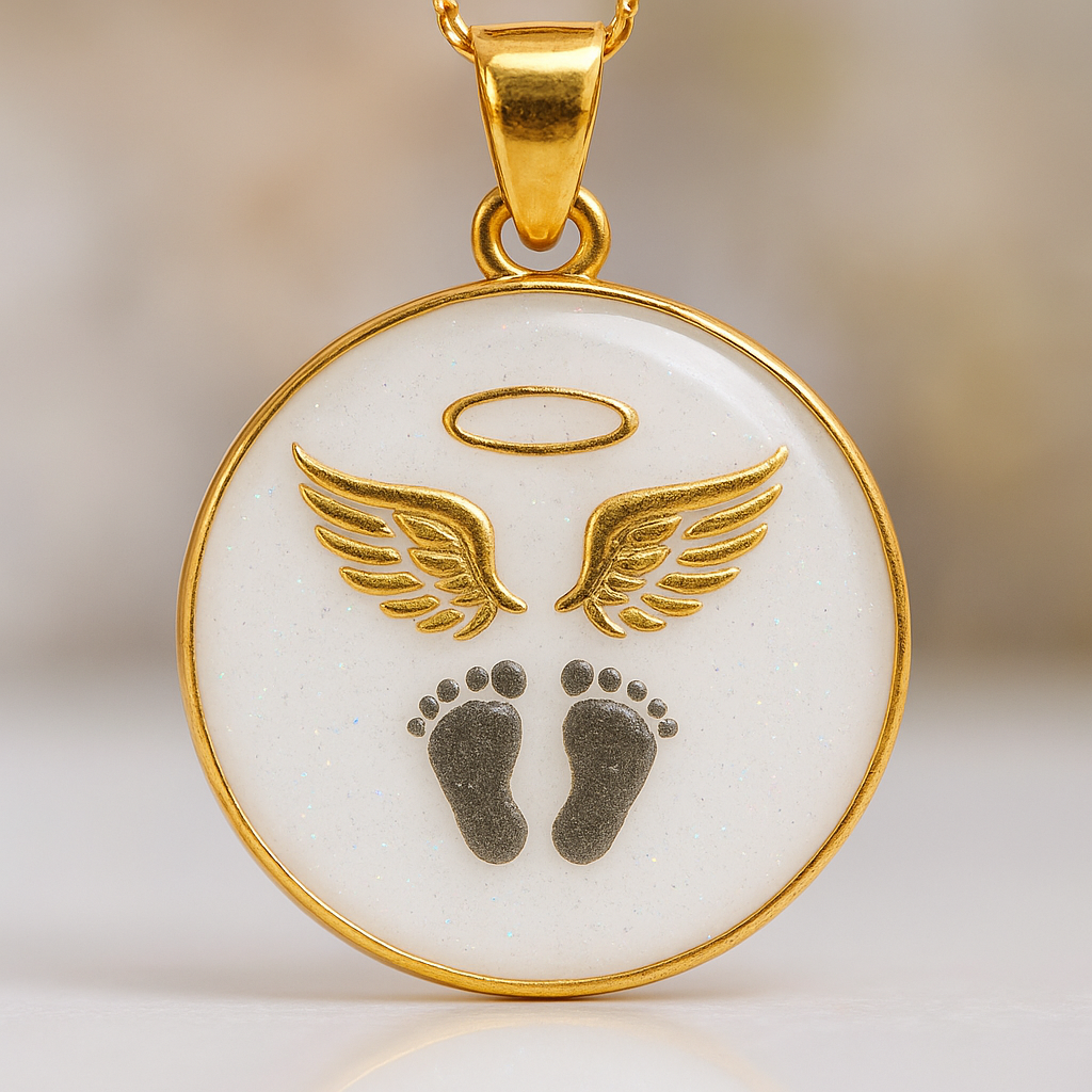 Angel Baby Pendants (With foot print and wings)